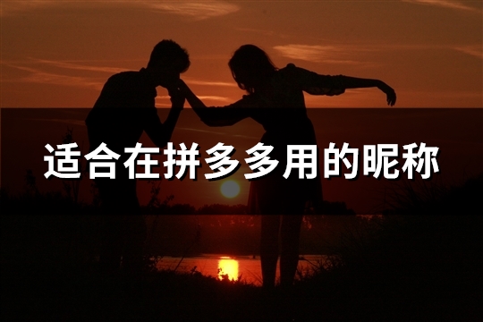 适合在拼多多用的昵称(共133个)