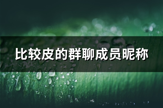 比较皮的群聊成员昵称(精选137个)